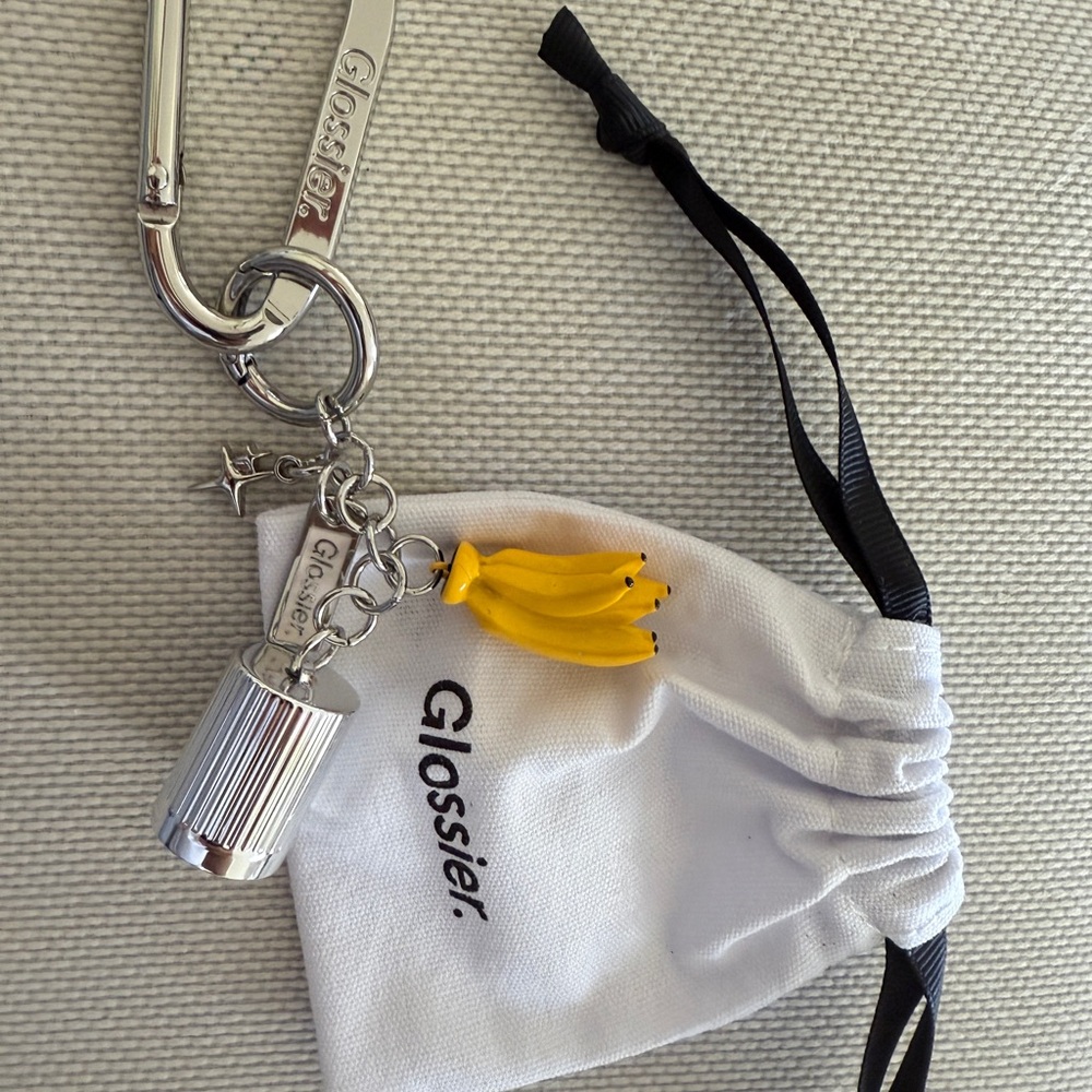 Glossier Silver banana Keychain Set
